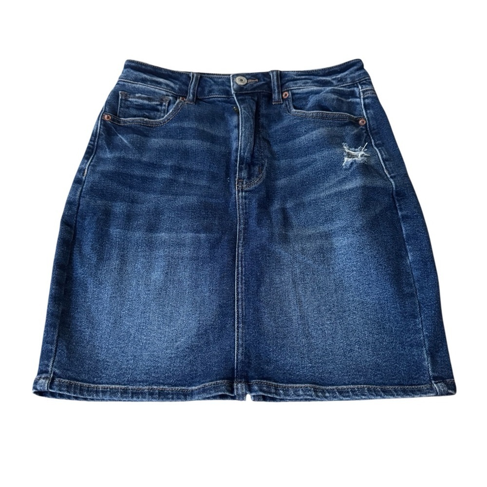 American Eagle Dark Blue Denim Stretch Mom Skirt Size 4!